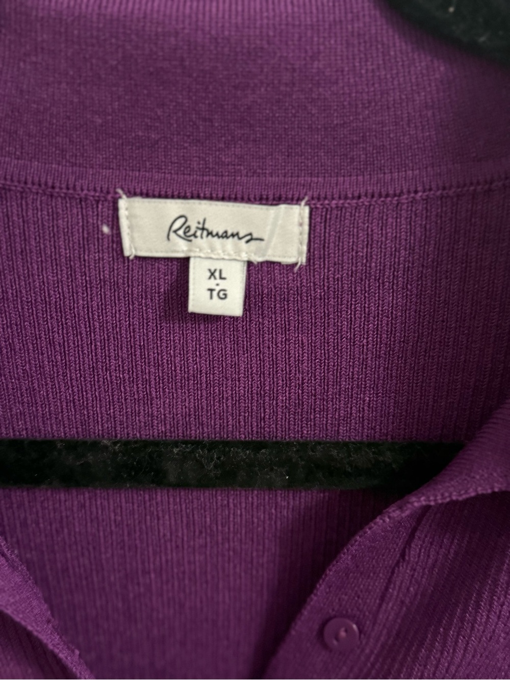 Reitmans Purple Collared Button-Front Knit Top - Picture 3 of 3